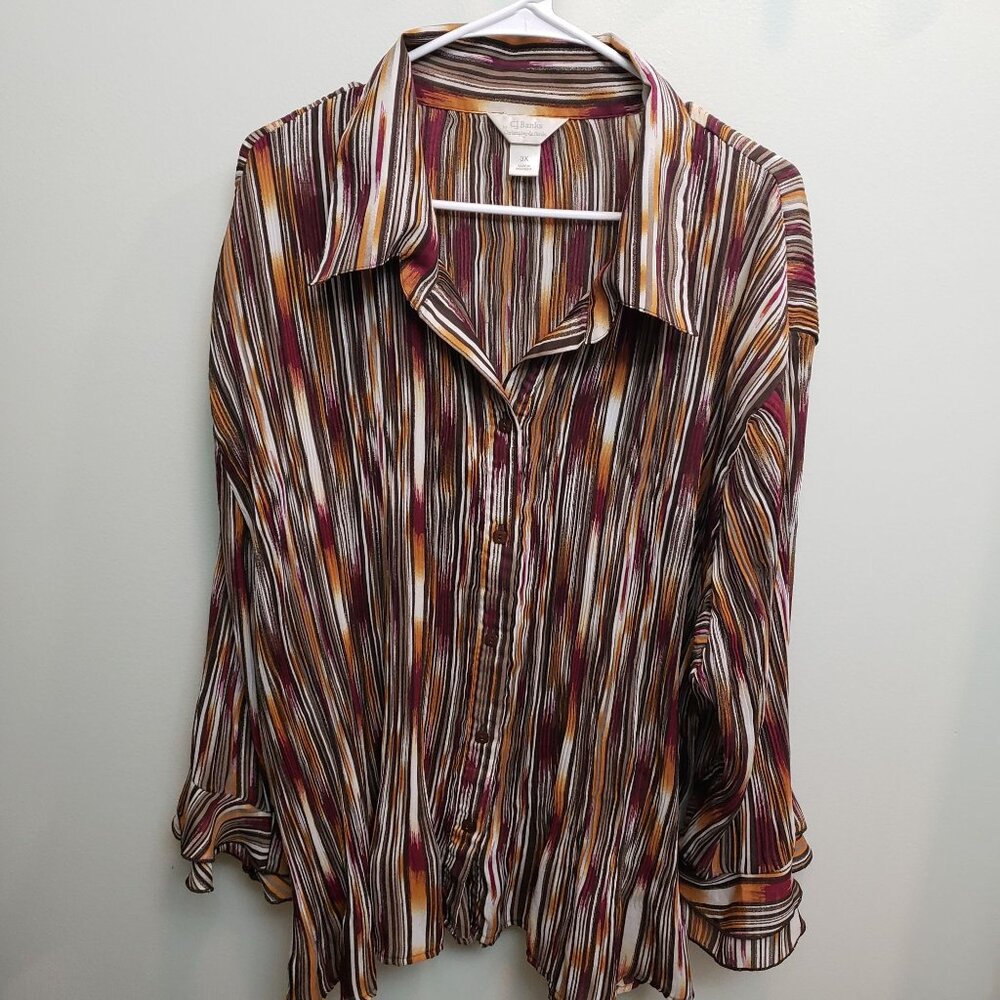 CJ Banks Long Sleeve Button Up Blouse Size 3x